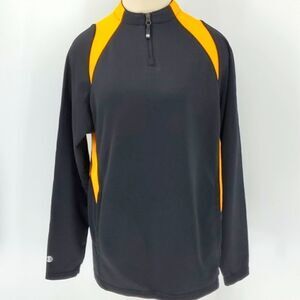 Holloway pullover sweatshirt type. Black and yellow. Adult small. 5" zip…